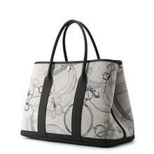 将图像加载到图库查看器中，HERMES Garden Party Gray/Black Toile H Negonda Leather Size PM
