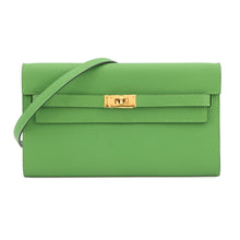 将图像加载到图库查看器中，HERMES Kelly Wallet Long To Go Vert Yucca Epsom
