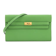 HERMES Kelly Wallet Long To Go Vert Yucca Epsom
