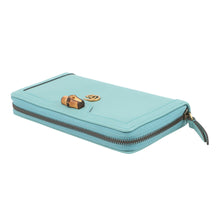 将图像加载到图库查看器中，GUCCI Bamboo Diana Zip Around Long Wallet Turquoise658634 Leather
