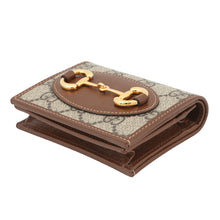 将图像加载到图库查看器中，GUCCI GUCCI Horsebit 1955 Tri-fold Wallet Beige/Brown621887 GG Supreme/Leather
