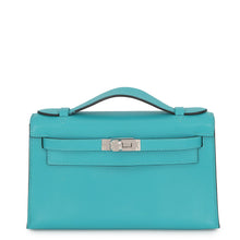 将图像加载到图库查看器中，HERMES PochetteKelly Blue Paon Swift Leather

