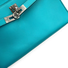 将图像加载到图库查看器中，HERMES PochetteKelly Blue Paon Swift Leather
