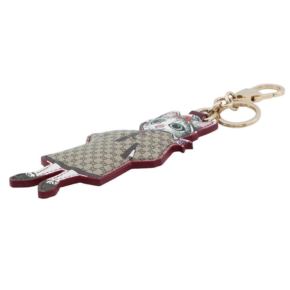 GUCCI Higuchi Yuko Cat Bag Charm Beige/Multicolor844246 GG Supreme