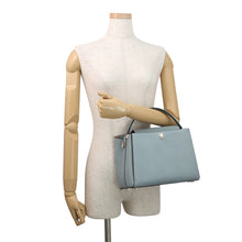 Load image into Gallery viewer, Valextra Valextra Brera 2WAY Handbag Blue GrayV5U92 Leather Size Medium
