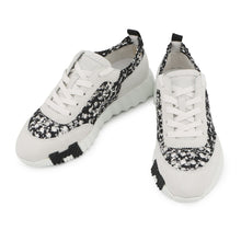 Load image into Gallery viewer, HERMES Sneakers bouncing White/Black241201Z Silk Tressée Amplime Size 37
