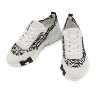 HERMES Sneakers bouncing White/Black241201Z Silk Tressée Amplime Size 37