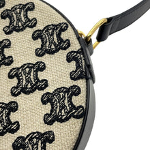 将图像加载到图库查看器中，CELINE Triomphe Round Purse Shoulder Bag Black/Ivory10G812CR1.38NO Canvas Leather

