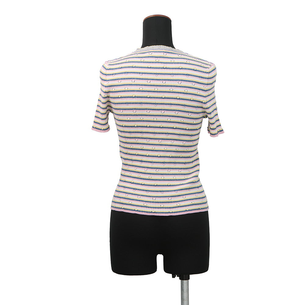 CHANEL CHANEL logo short-sleeved knit Size 38 Pink