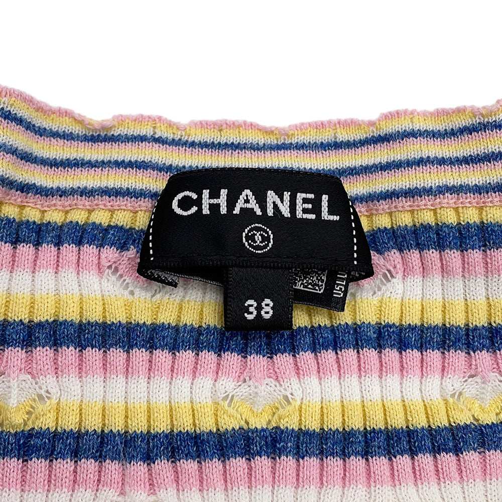 CHANEL CHANEL logo short-sleeved knit Size 38 Pink
