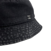 将图像加载到图库查看器中，CHANEL CC Logo Bucket Hat Size M BlackAAB065 Cotton100%
