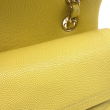 将图像加载到图库查看器中，CHANEL Matelasse W Flap ChainShoulder Bag YellowA01113 Caviar Leather Size 23
