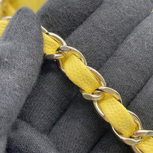 将图像加载到图库查看器中，CHANEL Matelasse W Flap ChainShoulder Bag YellowA01113 Caviar Leather Size 23

