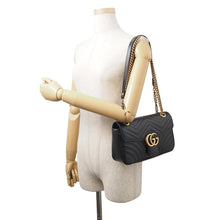 Load image into Gallery viewer, GUCCI GG Marmont ChainShoulder Bag Black443497 213317 Leather Size Medium
