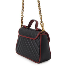 Load image into Gallery viewer, GUCCI GG Marmont Mini Top Handle Bag Black/Red583571 Leather

