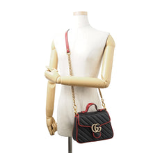 Load image into Gallery viewer, GUCCI GG Marmont Mini Top Handle Bag Black/Red583571 Leather
