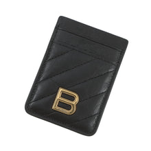 Load image into Gallery viewer, BALENCIAGA Crush Quilted Magnetic Card Holder Black782132 Calf Leather
