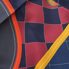 将图像加载到图库查看器中，HERMES Carre Double Face Taps de Selle Size 90 Vert/Marine/Orange Silk100%
