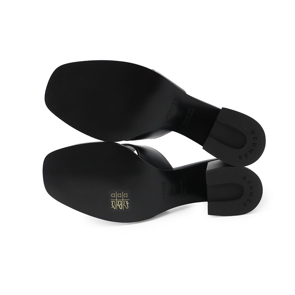 HERMES Sandals area Black232099Z Calf Leather Size 38– GALLERY