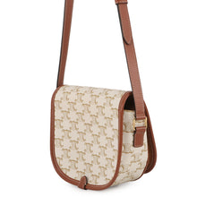 将图像加载到图库查看器中，CELINE Triomphe Falco Shoulder White/Brown191502 PVC Leather Size Medium
