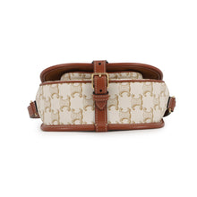 将图像加载到图库查看器中，CELINE Triomphe Falco Shoulder White/Brown191502 PVC Leather Size Medium
