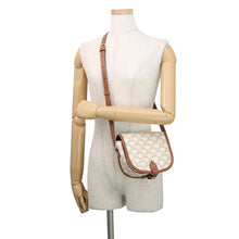 将图像加载到图库查看器中，CELINE Triomphe Falco Shoulder White/Brown191502 PVC Leather Size Medium
