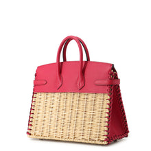 Load image into Gallery viewer, HERMES Birkin Picnic Framboise Swift Leather Rattan Size 25
