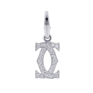 CARTIER 2C Diamond Bag Charm 18K White Gold