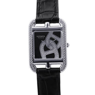 HERMES Cape Cod Double Tour Chaine d'Ancre Diamond Bezel H33mm×W23mm Stainless Steel Leather Black DialCC1.330