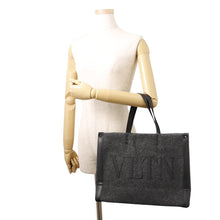 Load image into Gallery viewer, Valentino Garavani VLTN Tote Bag Gray/Black1Y2B0A35BZN Felt Leather Size Medium
