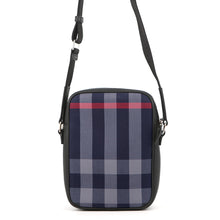 Load image into Gallery viewer, BURBERRY Super Explode Check Vertical Camera Bag Navy/Gray8084062 Canvas Leather
