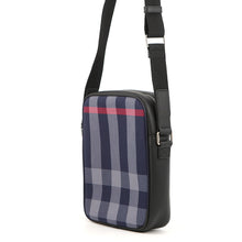 Load image into Gallery viewer, BURBERRY Super Explode Check Vertical Camera Bag Navy/Gray8084062 Canvas Leather
