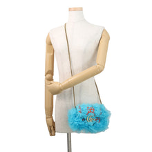 将图像加载到图库查看器中，GUCCI GG Marmont ChainShoulder Light Blue/Orange476433 Fur Embroidery

