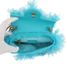 将图像加载到图库查看器中，GUCCI GG Marmont ChainShoulder Light Blue/Orange476433 Fur Embroidery
