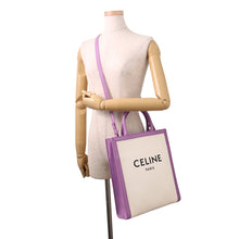 Load image into Gallery viewer, CELINE Vertical Cabas Natural/Purple192082 Canvas Leather Size Small
