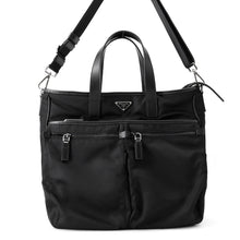 将图像加载到图库查看器中，PRADA 2way Tote Bag Black2VG860 Nylon Leather
