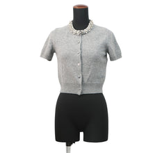 Load image into Gallery viewer, CELINE Rhinestone Cardigan Size XS Gray Cashmere Rhinestone

