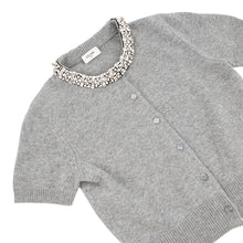 Load image into Gallery viewer, CELINE Rhinestone Cardigan Size XS Gray Cashmere Rhinestone

