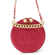 CHANEL Round ChainShoulder Bag PinkPurple Leather