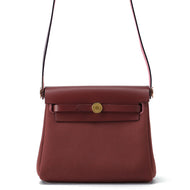 HERMES Herbag zip Rouge H Toile Military Vache Hunter Leather Size Mini