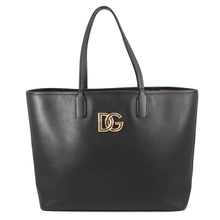 Load image into Gallery viewer, DOLCE&amp;GABBANA FEFE Shopping Tote Black Leather Size Medium
