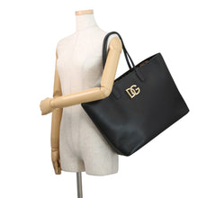 Load image into Gallery viewer, DOLCE&amp;GABBANA FEFE Shopping Tote Black Leather Size Medium
