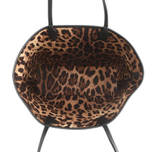 Load image into Gallery viewer, DOLCE&amp;GABBANA FEFE Shopping Tote Black Leather Size Medium
