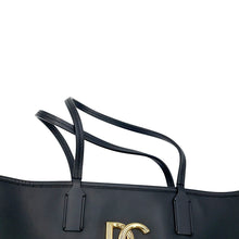 Load image into Gallery viewer, DOLCE&amp;GABBANA FEFE Shopping Tote Black Leather Size Medium
