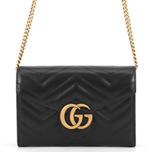 将图像加载到图库查看器中，GUCCI GG Marmont Chain wallet Black474575 Leather

