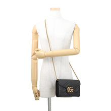 将图像加载到图库查看器中，GUCCI GG Marmont Chain wallet Black474575 Leather
