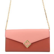 FENDI FFDiamond Chain Continental Wallet Pink/Red8M0365 Leather