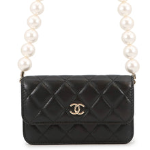 Load image into Gallery viewer, CHANEL Matelasse PearlChain ShoulderPouch BlackAP1838 Lambskin

