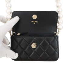 Load image into Gallery viewer, CHANEL Matelasse PearlChain ShoulderPouch BlackAP1838 Lambskin
