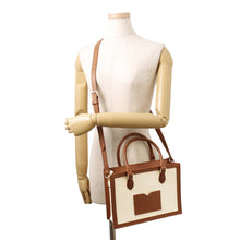 Load image into Gallery viewer, MORABITO Morabito Voyage 2WAY Handbag Ivory/Brown Canvas Leather
